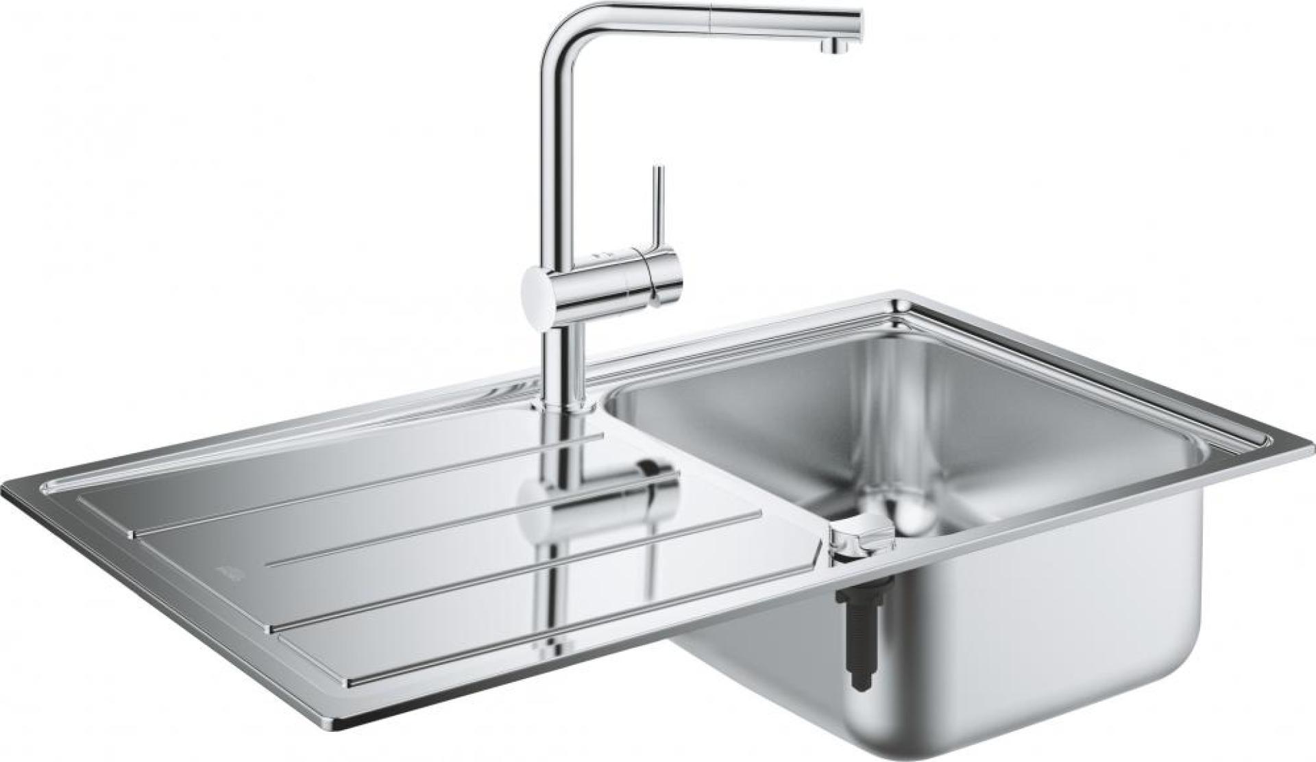 Комплект Grohe Minta 31573SD0 Мойка кухонная K500 31571SD0 + Смеситель Mint 32168000 для кухонной мойки